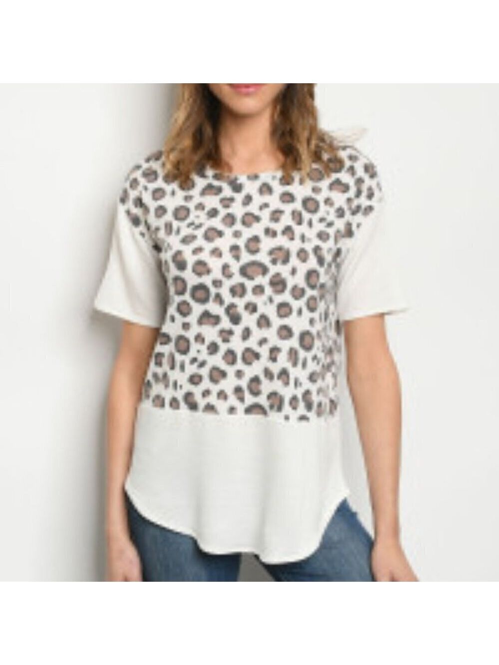 Leopard Print Color Block Top